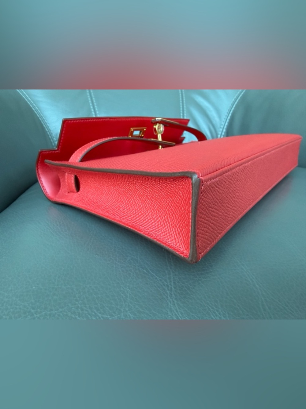 Hermès mini Kelly Elan Red Epsom Gold Hardware Clutch Crossbody Full Set New - Picture 9 of 17